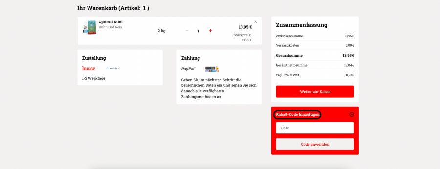 Box für Husse rabattcode